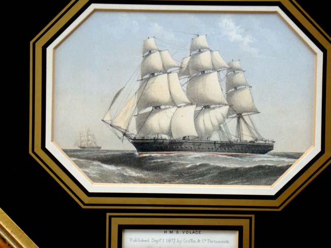 A group of four beautifully framed 19th century color lithographs of Royal Navy ships — image 2